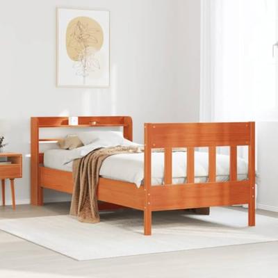 Bedframe zonder matras massief grenenhout wasbruin 100x200 cm