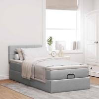 Ottoman bed met matras 80x200cm stof lichtgrijs - thumbnail