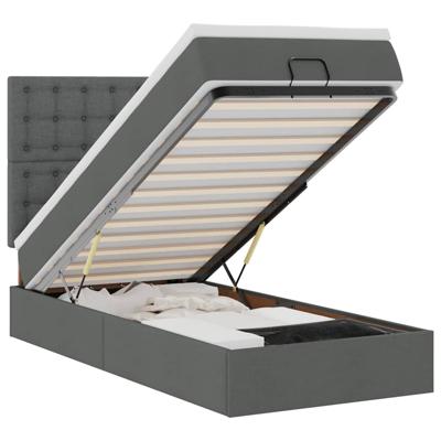 Ottoman bed met matras en LED's 140x190cm stof donkergrijs - thumbnail