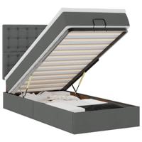 Ottoman bed met matras en LED's 180x200cm stof donkergrijs - thumbnail