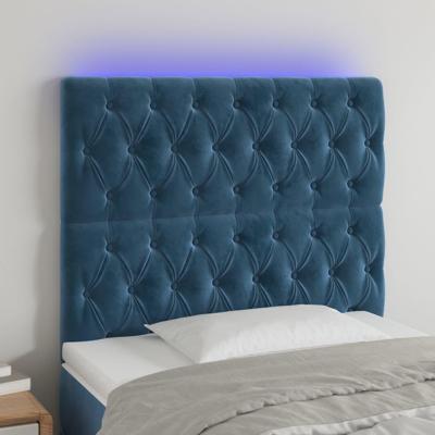 Hoofdbord LED 100x7x118/128 cm fluweel donkerblauw