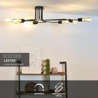 Lucide LESTER - Plafonnière - 8xE27 - Zwart - thumbnail