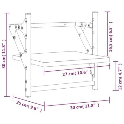 Wandschappen met stangen 2 st 30x25x30 cm zwart - thumbnail
