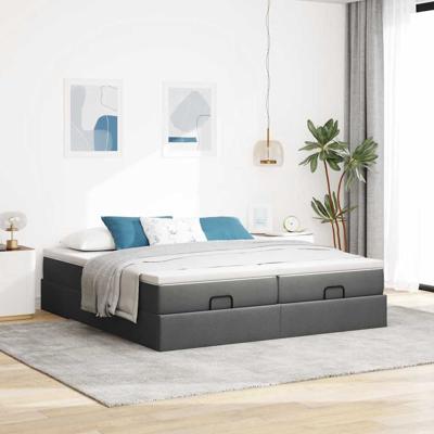 Ottoman bed met matrassen 160x200cm stof donkergrijs