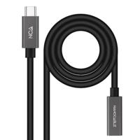 NANOCABLE 10.01.4400 - USB 3.2 Gen2x2 20 Gbit/s 3A-kabel, 4K/60 Hz, USB-C-stekker naar USB-C-aansluiting, zwart, 0,5 m - thumbnail
