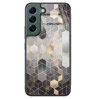 Samsung Galaxy S22 Plus glazen hardcase - Grey cubes - thumbnail
