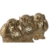 Decoratieve figuren Home ESPRIT Gouden Uil 11 x 11 x 15 cm (3 Stuks) - thumbnail