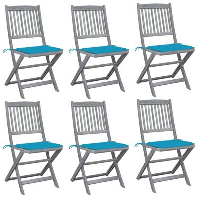 Tuinstoelen 6 st inklapbaar met kussens massief acaciahout