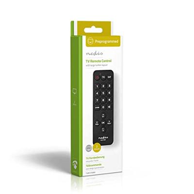 Nedis TVRC21SNBK Universele Afstandsbediening Grote Knoppen Voorgeprogrammeerd Bedient 2 Apparaten