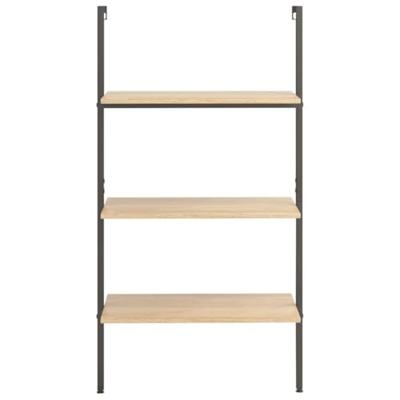 Ladderrek met 3 schappen 64x35x120,5 cm lichtbruin en zwart