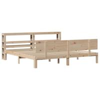 Bedframe met hoofdbord massief grenenhout 200x200 cm - thumbnail