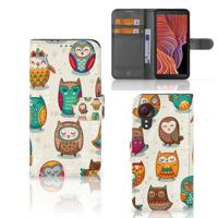 Samsung Galaxy Xcover 5 | Telefoonhoesje | Met pasjeshouder | Vrolijke Uilen - thumbnail