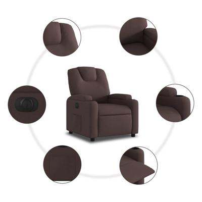 Fauteuil verstelbaar elektrisch stof donkerbruin