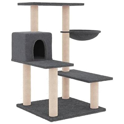 vidaXL Kattenmeubel met sisal krabpalen 82,5 cm donkergrijs, kattenpaal, kattenboom, kattenkrabpaal, kattenhuis, kattenmeubel, kattenpalen