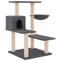 vidaXL Kattenmeubel met sisal krabpalen 82,5 cm donkergrijs, kattenpaal, kattenboom, kattenkrabpaal, kattenhuis, kattenmeubel, kattenpalen - thumbnail