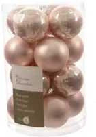 Decoris kerstballen set glas 16st poederroze 3,5cm - thumbnail
