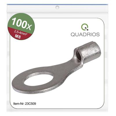Quadrios 23C509 Ringkabelschoen Dwarsdoorsnede (max.): 4 mm² Schachtdiameter: 8.5 mm Ongeïsoleerd 100 stuk(s)