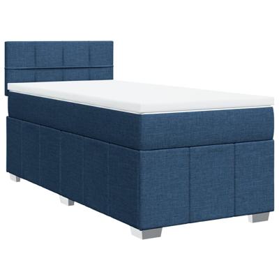 Boxspring met matras stof blauw 90x190 cm - thumbnail