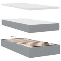 Ottoman bed met matrassen 160x200cm stof lichtgrijs - thumbnail