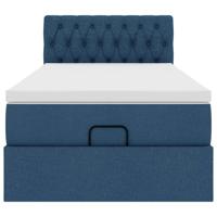 Ottoman bed met matras en LED's 90x190cm stof blauw - thumbnail