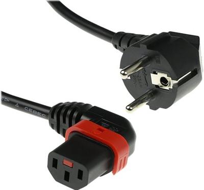 ACT AK5260 Netsnoer Schuko CEE 7/7 male (haaks) - C13 IEC Lock (links haaks) | Zwart | 3 meter