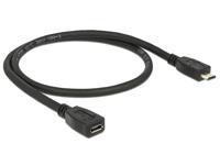 Delock 83567 USB-kabel USB 2.0 USB-micro-B stekker, USB-micro-B bus 0.50 m Zwart - thumbnail
