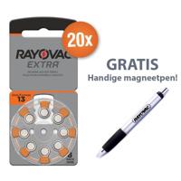 Voordeelpak Rayovac gehoorapparaat batterijen - Type 13 (oranje) - 20 x 8 stuks + gratis magnetische batterijpen - thumbnail