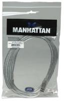 Manhattan 340458 USB-kabel USB 2.0 USB-A stekker, USB-B stekker 3.00 m Zilver - thumbnail