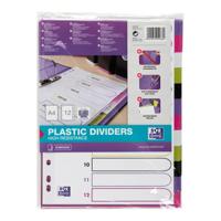 OXFORD MyColour tabbladen, formaat A4, uit gekleurde PP, 11-gaatsperforatie, 12 tabs - thumbnail
