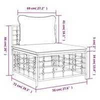 Tuinmiddenbank met beige kussens poly rattan - thumbnail