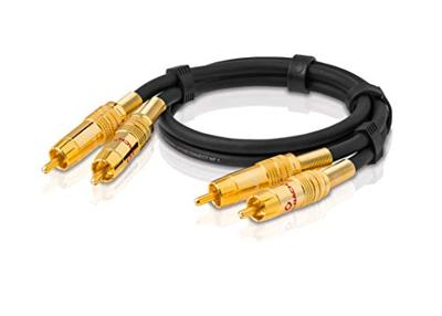 Oehlbach 2028 Cinch Audio Aansluitkabel [2x Cinch-stekker - 2x Cinch-stekker] 0.50 m Zwart Vergulde steekcontacten