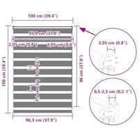 VidaXL Zebra rolgordijn 100x100 cm stofbreedte 95,9 cm donkergrijs - thumbnail
