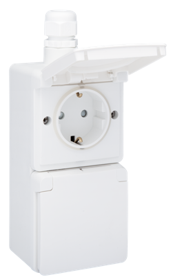 Niko Hydro stopcontact 2-voudig met randaarde verticaal waterdicht wit