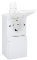 Niko Hydro stopcontact 2-voudig met randaarde verticaal waterdicht wit - thumbnail