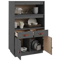 Hoge kast 67x40x108,5 cm massief grenenhout grijs - thumbnail