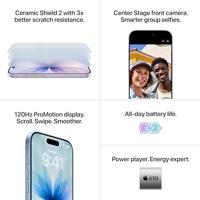 Apple iPhone 17 512 GB: 6,3-inch display met ProMotion, A19-chip, Center Stage-camera aan de voorkant voor slimmere groepsselfies, betere krasbestendigheid, batterij voor een hele dag; Zwart - thumbnail