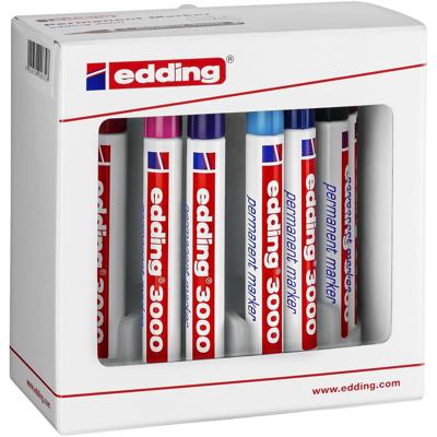 Edding 3000 4-3000-10 Permanent marker Geel, Oranje, Rood, Roze, Lila, Lichtblauw, Blauw, Groen, Bruin, Zwart Watervast: Ja