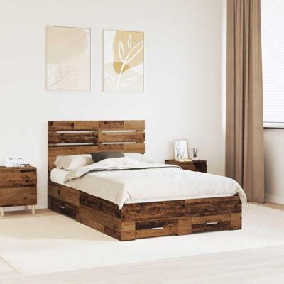 Bedframe met lade met hoofdeinde met opslag Bewerkt hout