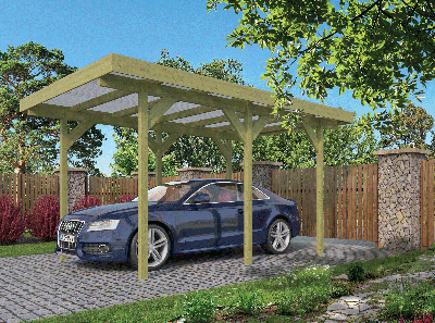 Tuindeco Actie carport 300x500 cm vuren groen geïmpregneerd- Plat dak- Geïmpregneerd vurenhout- Tuindeco