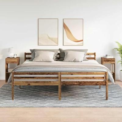 Nachtkastjes 2 st met lade 35x34x66,5 cm oud houtkleurig
