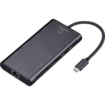 Renkforce RF-USBHA-500 USB 3.2 Gen 2-hub 10 poorten Met USB-C stekker Zwart