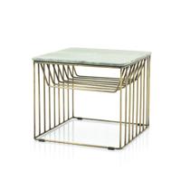 By-Boo Bijzettafel 'Caesar' 43 x 50cm, kleur Groen Marmer - thumbnail