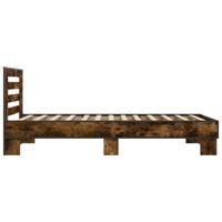 Bedframe bewerkt hout metaal gerookt eikenkleurig 120x200 cm - thumbnail