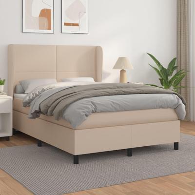 Boxspring met matras kunstleer cappuccinokleurig 140x190 cm
