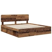Bedframe met hoofdeinde Oudhout 200 x 200 cm Massief grenenhout - thumbnail