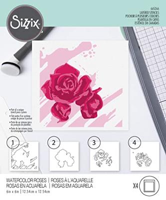 Sizzix • layered stencils watercolor roses 4stuks