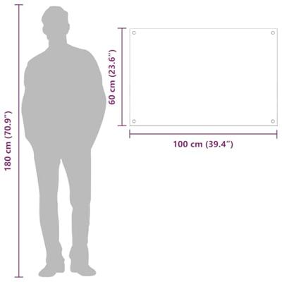 VidaXL Keuken spatscherm donkergrijs 100 x 60 cm gehard glas