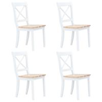 Eetkamerstoelen 4 st massief rubberwood naturel en wit - thumbnail