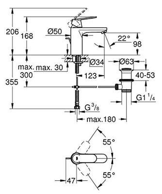 Grohe Eurosmart Cosmopolitan Wastafelmengkraan - ééngatsmontage - metalen greep - keramische schijven - mousseur - automatische lediging - chroom 23325000 - thumbnail