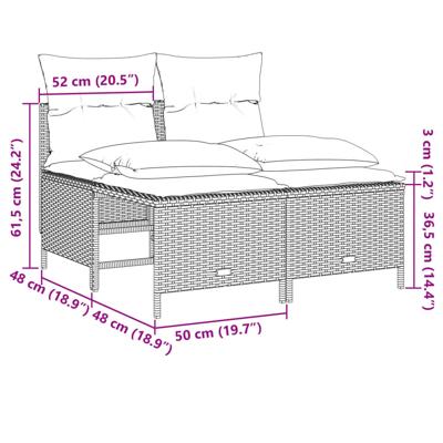 5-delige Loungeset met kussens poly rattan beige - thumbnail